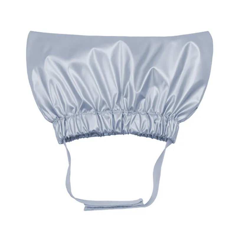 Adjustable waterproof shower cap for cats or dogs in silver, pink, or gold.
