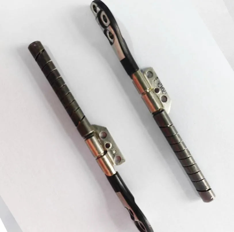 Pair of silver laptop screen hinge shafts for Apple MacBook Pro 15-inch A1286 model.