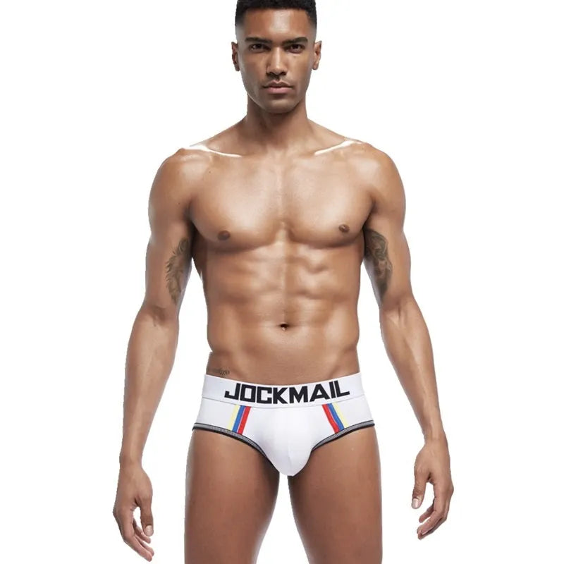 Men's cotton low waist seamless underwear in grey, black or white, sizes M to XXL, bagged single pack