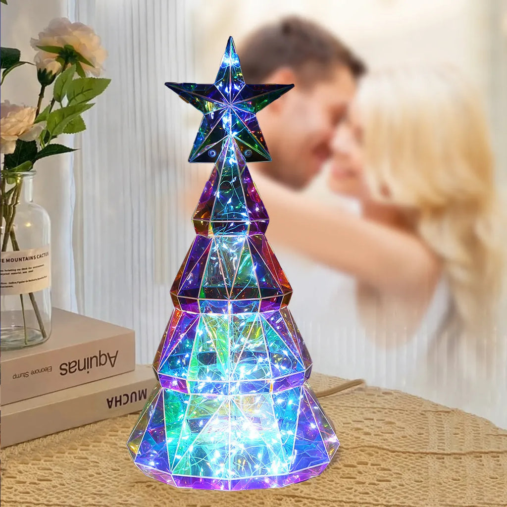 Colourful cartoon Christmas tree light decoration made from PET plastic measuring 14.5×4.8×20cm