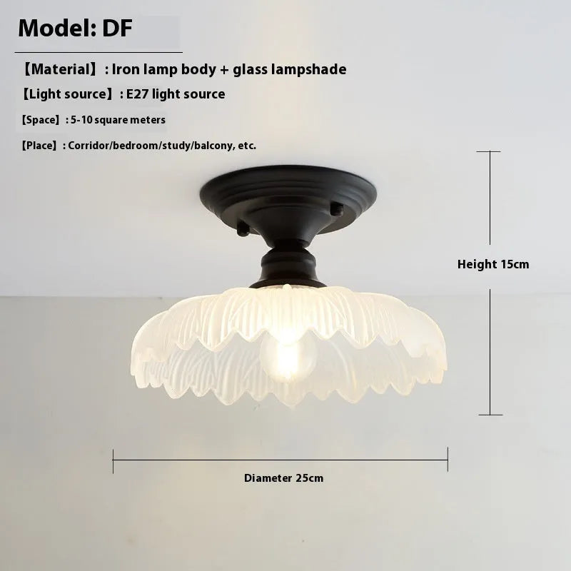 American retro-style single-head wall or ceiling lamp with clear glass cover for hallway lighting
