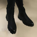 Men's black ankle boots with microfibre upper and rubber sole, heightening Korean style Martin boots, sizes 37-44