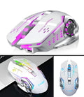 Wireless silent click mouse with 6 programmable keys showing black and white colour options