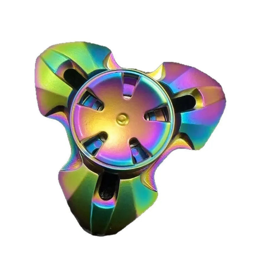 Alloy metal rotating fingertip gyro decompression toy in gun metal and colourful options