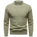 Men's Henry stand collar snowflake dot pattern sweater in black with batwing sleeves and ribbed hem