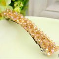Four rows of inlaid crystal hair clip spring side clip in black alloy for women