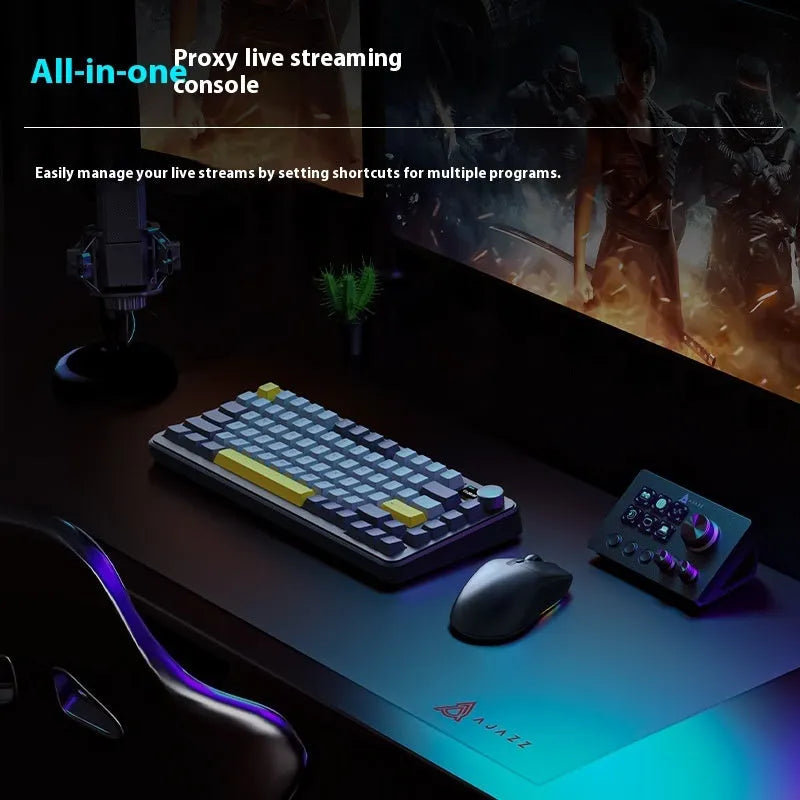 Compact wired gaming keyboard with live assistant button in black, 130x80x60mm