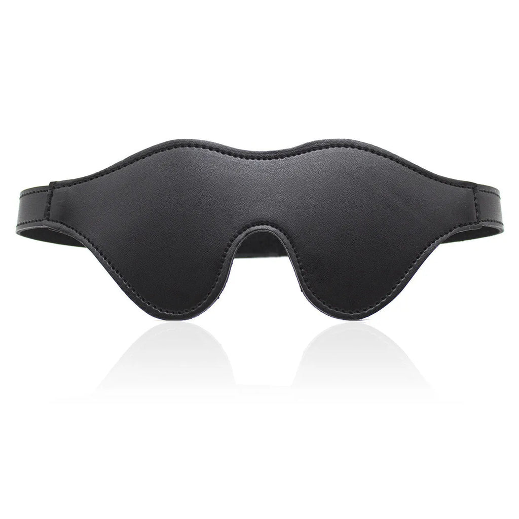 Women's three-dimensional leather eye mask with metal hardware and adjustable Velcro fastening