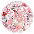 Pack of cute pink 3D girl heart decorative stickers shown in two colour variants.