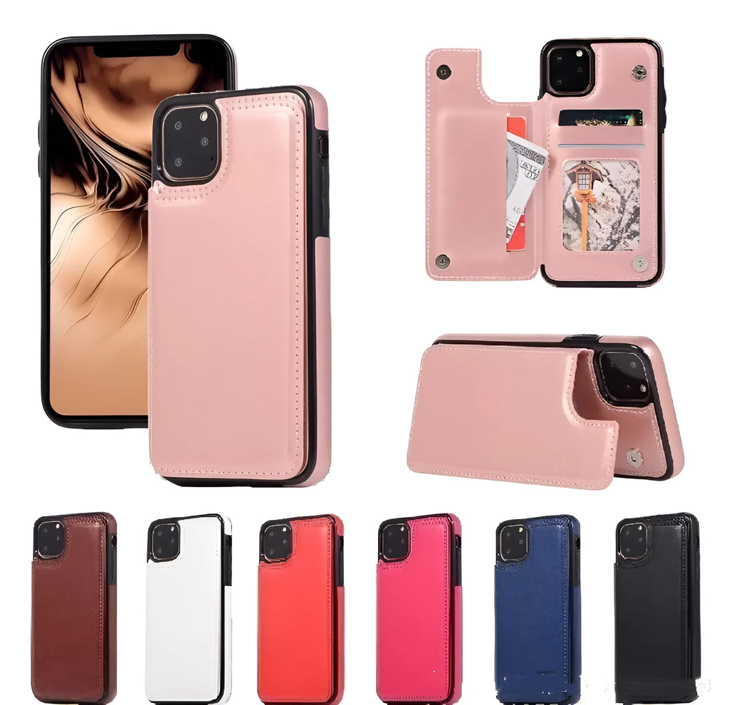 Crazy horse pattern leather double buckle bracket holster phone case for iPhone 13 in multiple colours