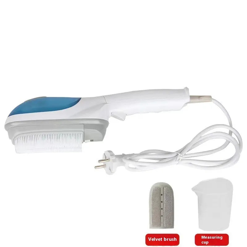Handheld garment steamer with ABS lining, single gear control, and EU/US plug options for portable wrinkle removal.