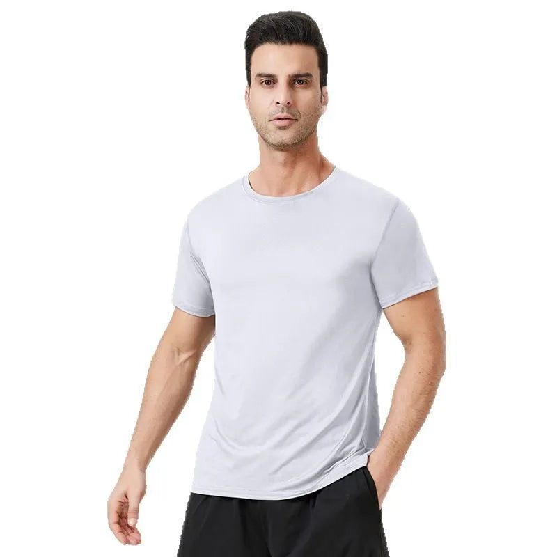 Men's loose workout T-shirt in acetate fibre and milk silk, available in seven colours and sizes S to XXL