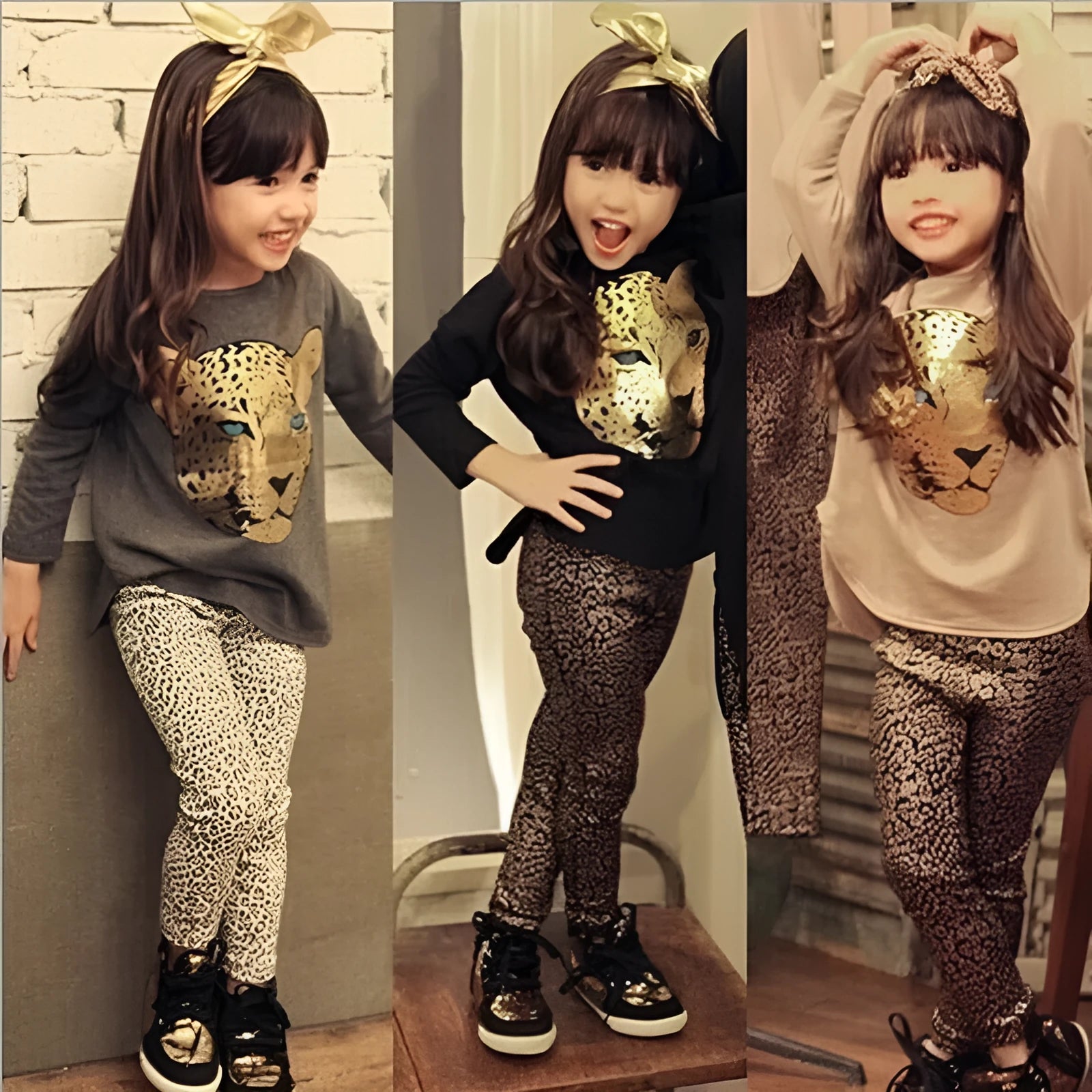 Casual short-sleeve pants suit set for a child in summer, shown in one of four available colours.