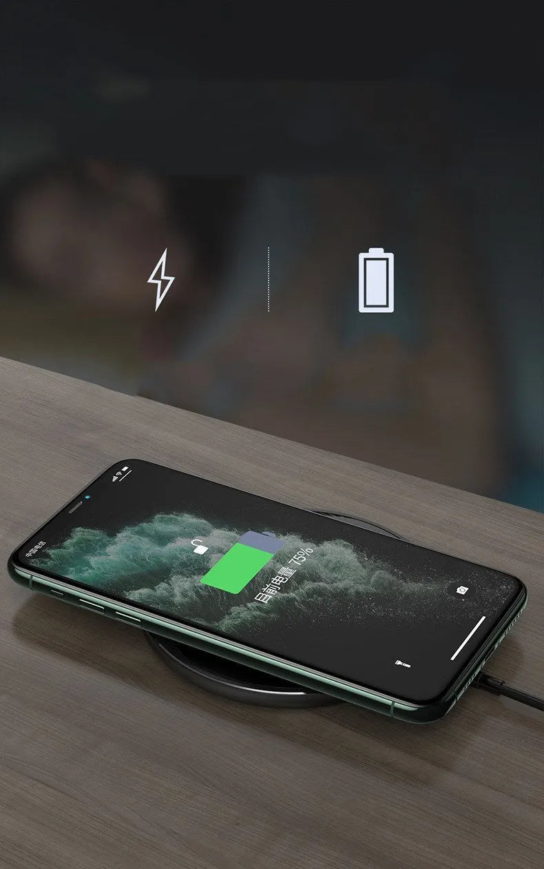Black kuulaa KL-CD16 wireless disc phone charger with Micro USB port and LED indicator