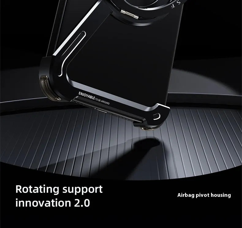 Metal frame phone case with magnetic bracket for iPhone 17 Pro Max in black with electroplating finish