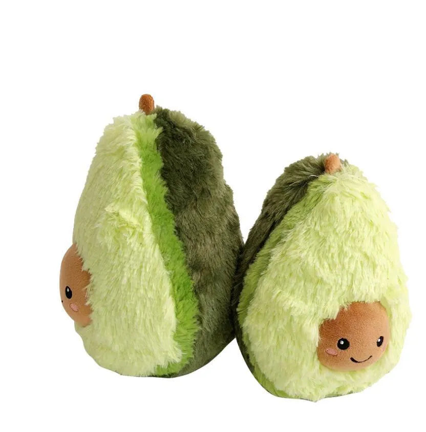 Soft green avocado plush toy pillow with cartoon face, PP cotton filling, 20cm to 60cm sizes