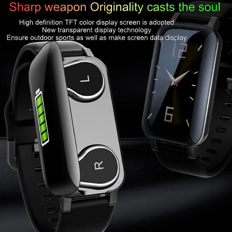 Call Bracelet smart bracelet in black, blue, or coffee colour with heart rate monitor display