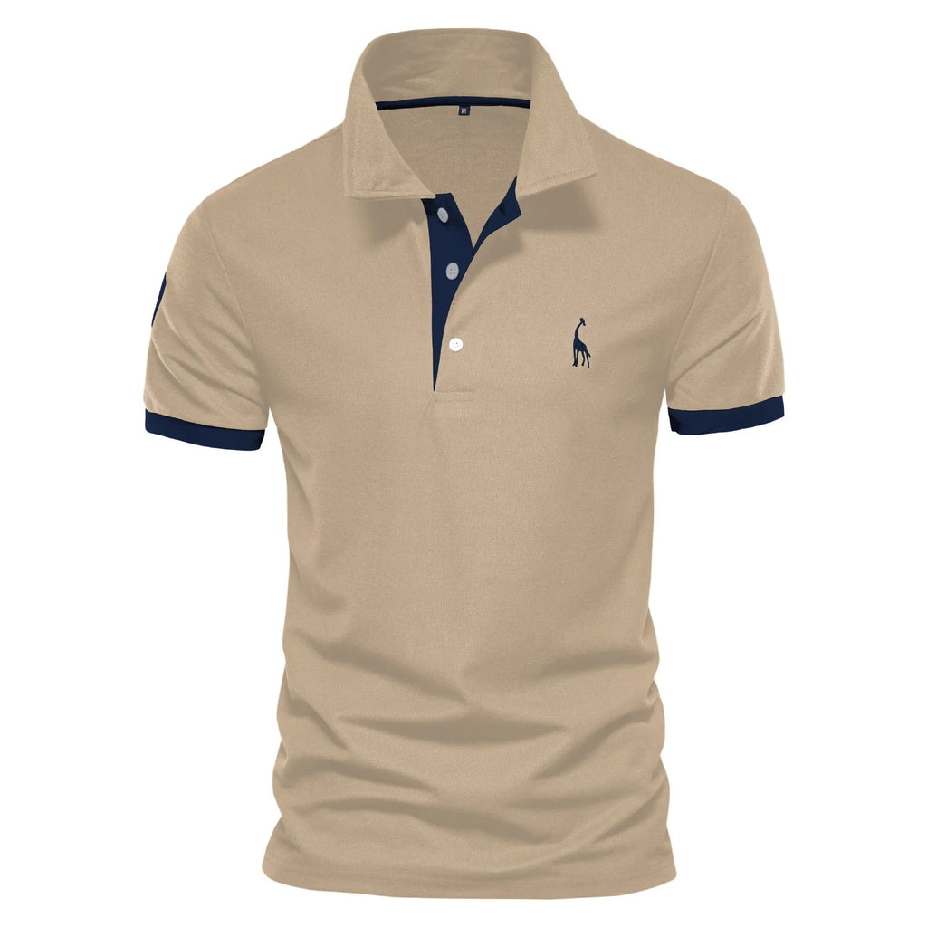 Men's slim fit short sleeve T-shirt with deer embroidery on the chest in a cotton blend fabric.