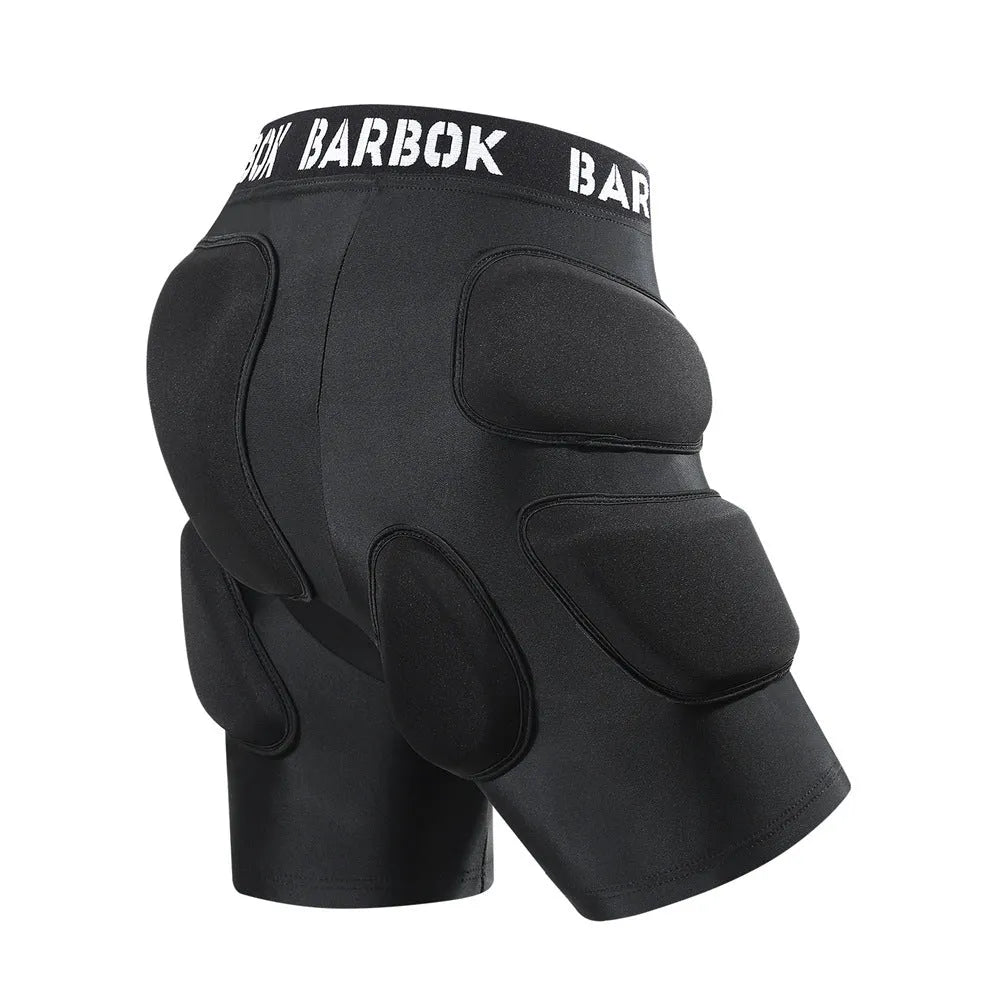 Black adult roller skating hip protection shorts with integrated NBR foam armour panels.