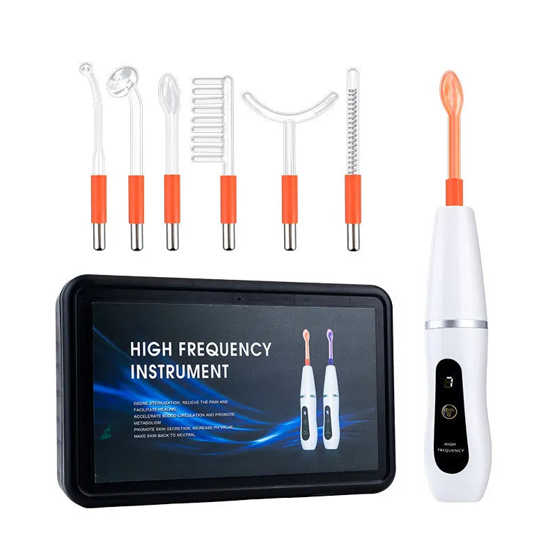 High frequency beauty instrument electrotherapy rod with purple light and six-piece set for home use