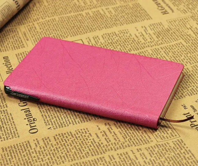 A6 PU leather notebook with pen slot, 100 forest paper pages, black cover, pen design notepad