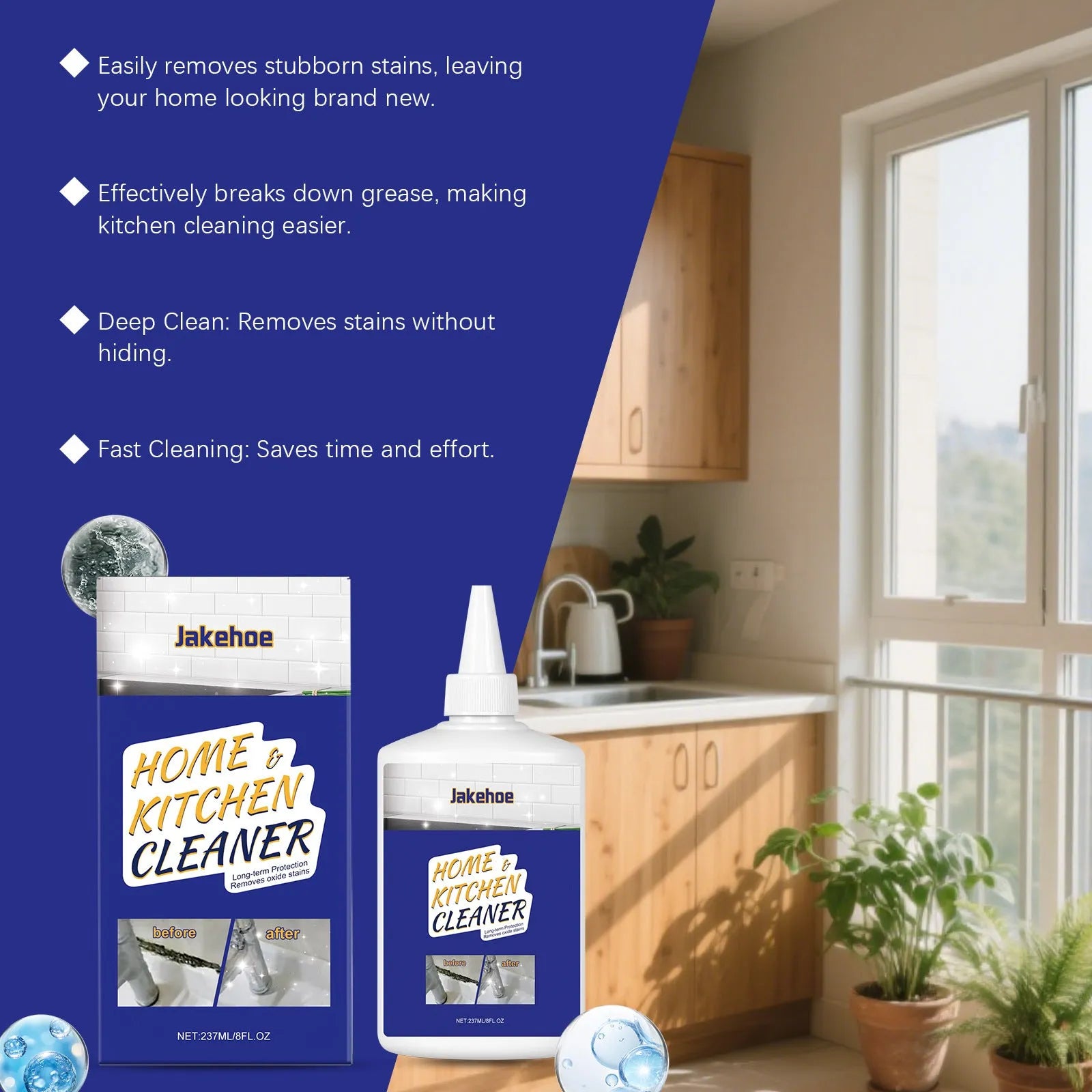 237ml household decontamination gel bottle for kitchen and bathroom cleaning with sodium hypochlorite formula