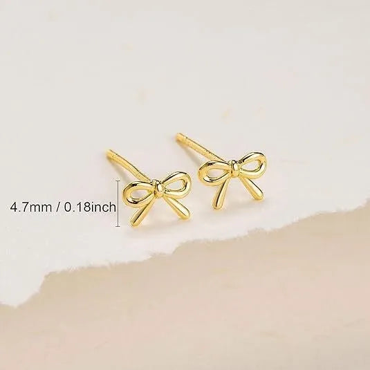Women's gold bow and silver cross stud earrings geometric fashion jewellery zinc alloy