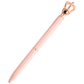 Crown band diamond metal ballpoint pen in gold colour with rotating mechanism on a white background