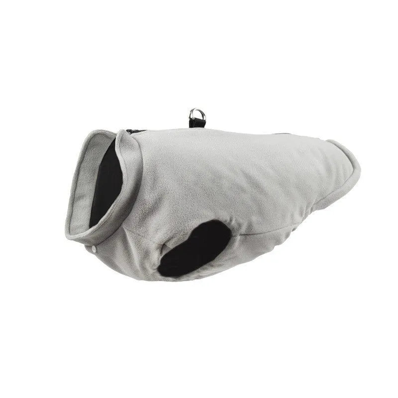 Polar fleece dog jacket with a separate thermal liner, shown in a two-tone colour combination.