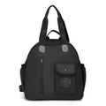 Large green letters nylon outdoor backpack with external sandwich pockets