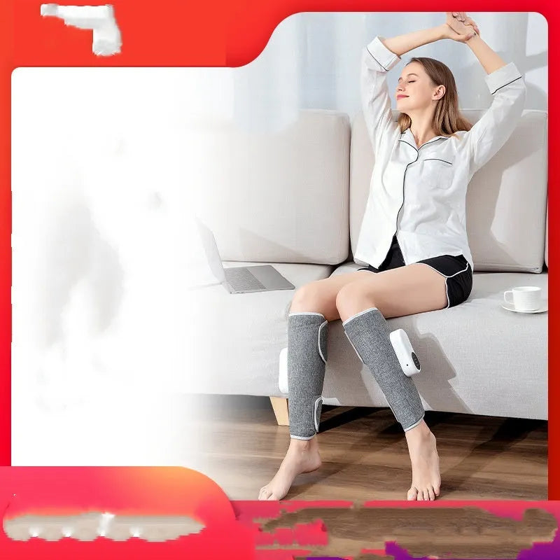 Multi-functional leg massager with heat compression wireless remote control pink gray blue