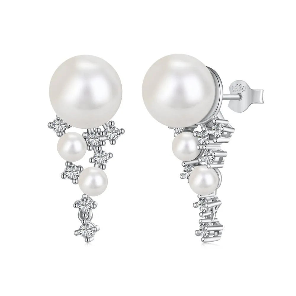 925 silver pearl stud earrings for women in E214 casual temperment wild style