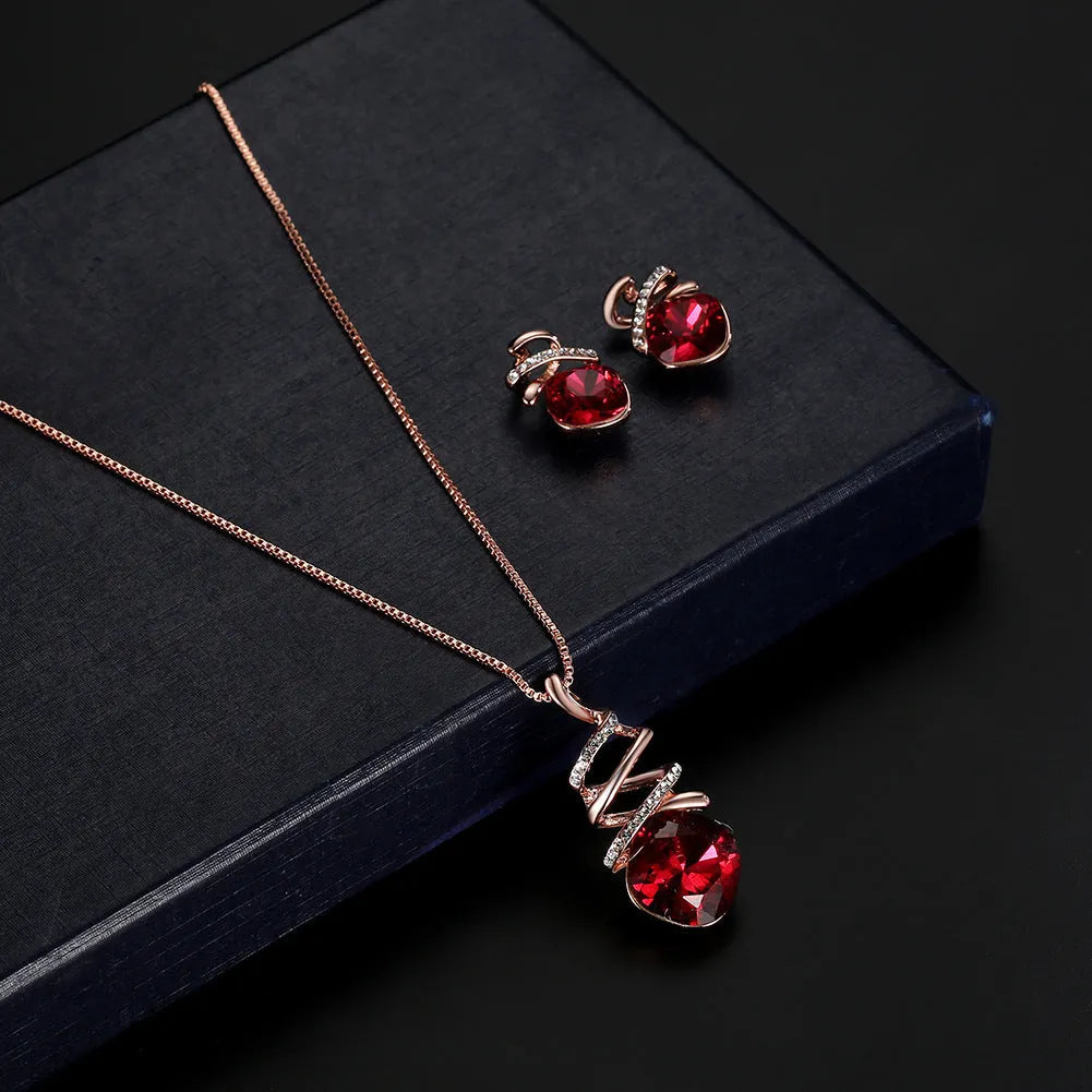 Women's alloy necklace and earring set with an adjustable water wave chain.