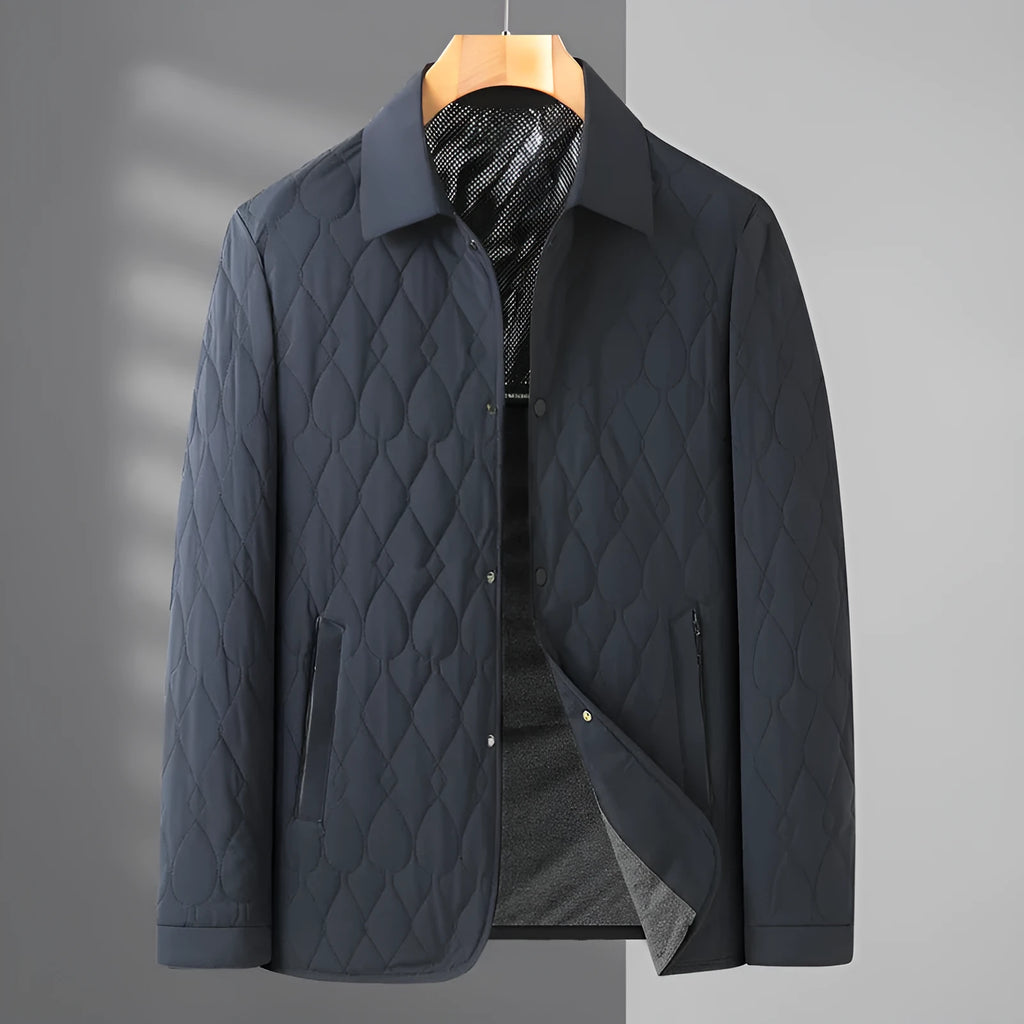 Men's lightweight diamond lattice shirt jacket in black, grey green or navy blue, regular fit, L to 4XL