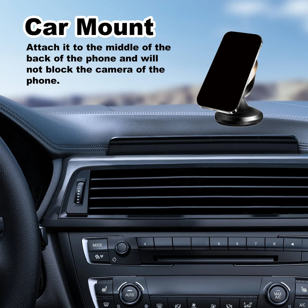Black magnetic car foldable phone holder with compact ABS design on a desk surface
