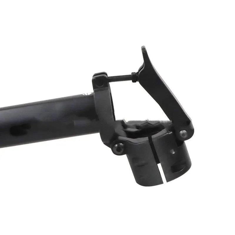 Black steel folding upright handlebar accessory for Nanbo No. 9 electric scooter, shown folded and unfolded.