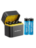 Eight-slot AA smart lithium battery charger with Type-C port and green indicator light, charging multiple batteries