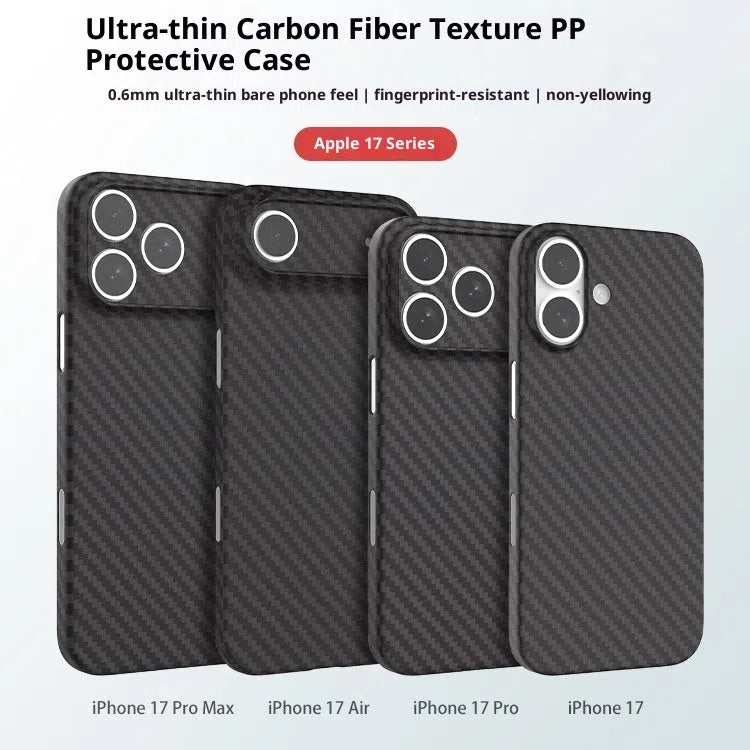 Kevlar carbon fibre texture PP phone case for iPhone, Pure Black colour, minimalist back cover design