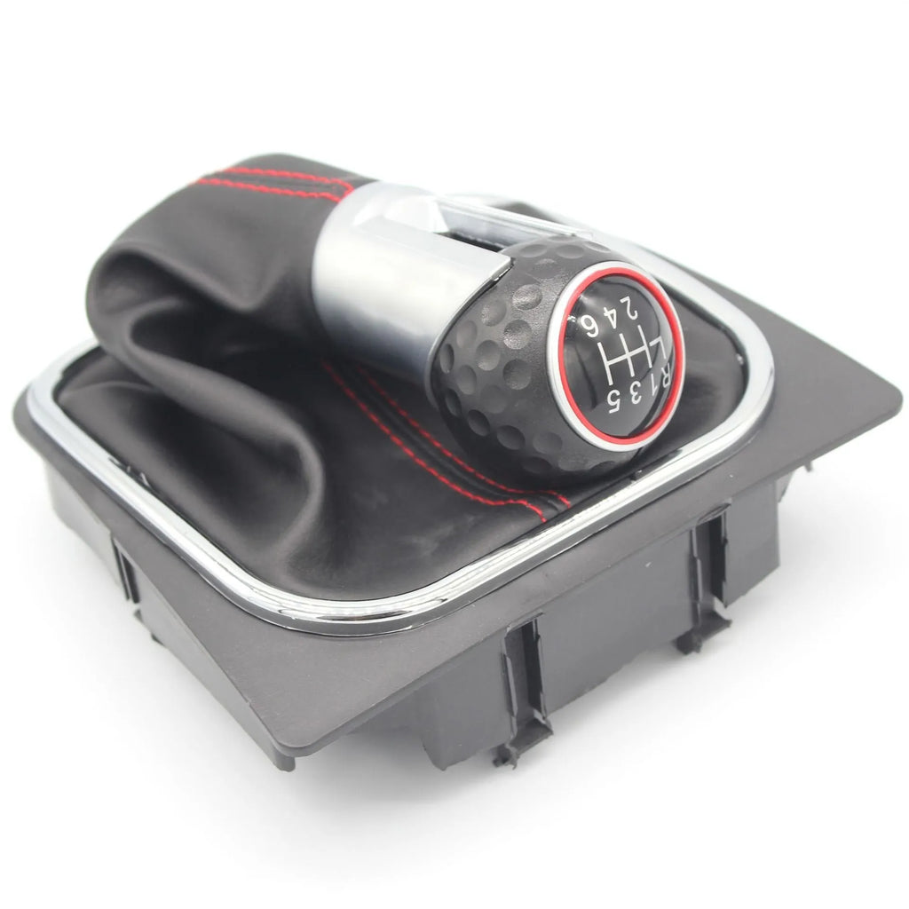 Black manual gear lever handball shift head replacement for Volkswagen Golf 5 6 7 with dust boot.