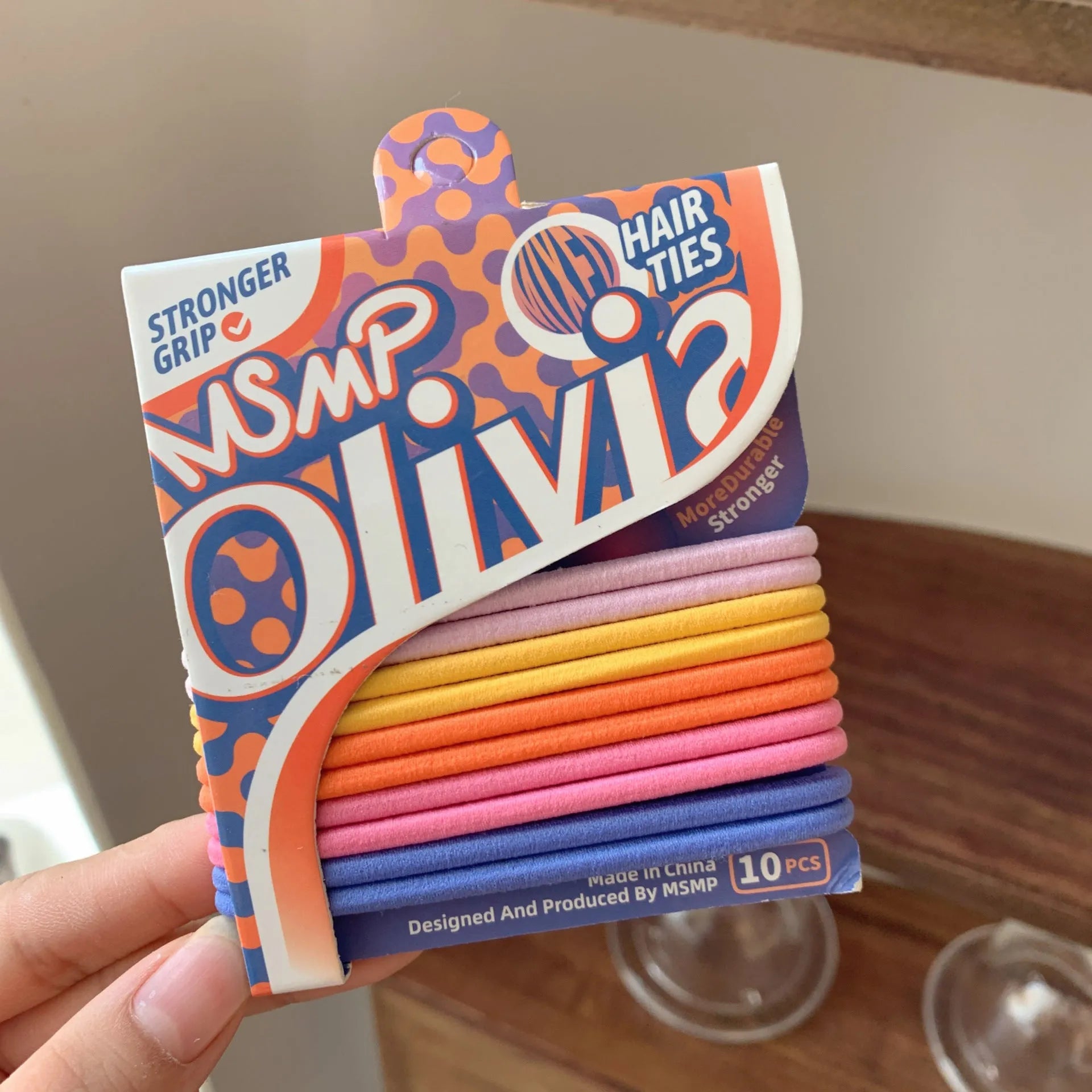 Candy colour elastic hair bands with braided design for ponytails and braids