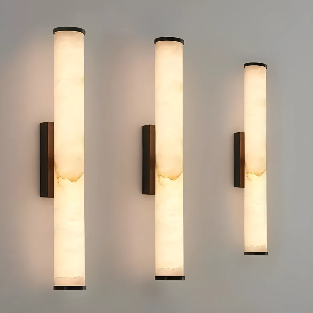 Luxury marble wall lamp with warm light, 50cm by 6cm, Black or Copper metal finish, for living room or bedroom