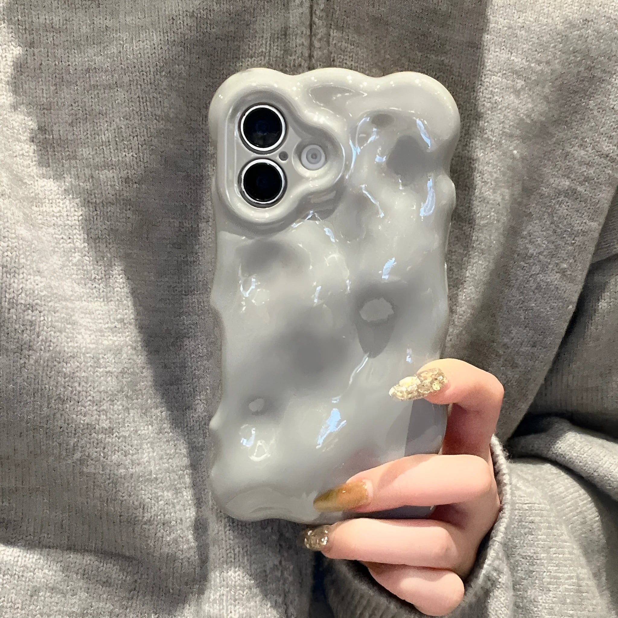 Cold style gray bubble shell TPU phone case for iPhone with anti-fall feature
