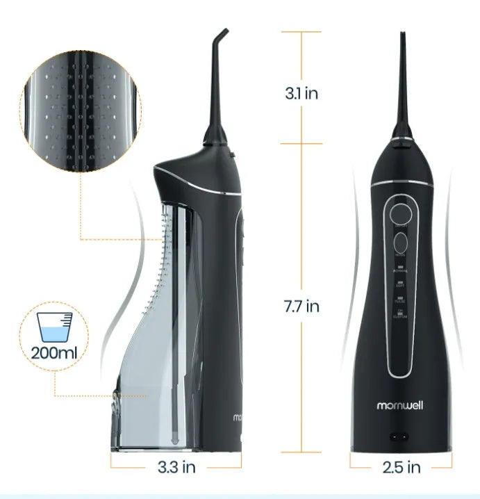 Black prooral portable oral irrigator electric water pick for adult home dental care with smart water toothpick function