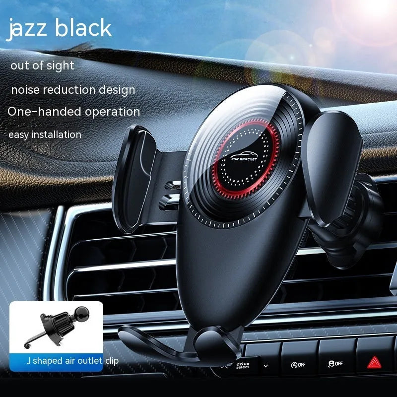 Black universal car mobile phone bracket with mechanical clamp for air vent mounting