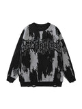 Men's 3D printed thick knit sweatshirt in black or dark green, loose fit polyester hoodie, sizes XS-4XL