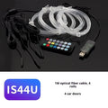 64 colour car atmosphere light with remote control, USB powered optical fibre, PVC and PC, 3m to 8m lengths