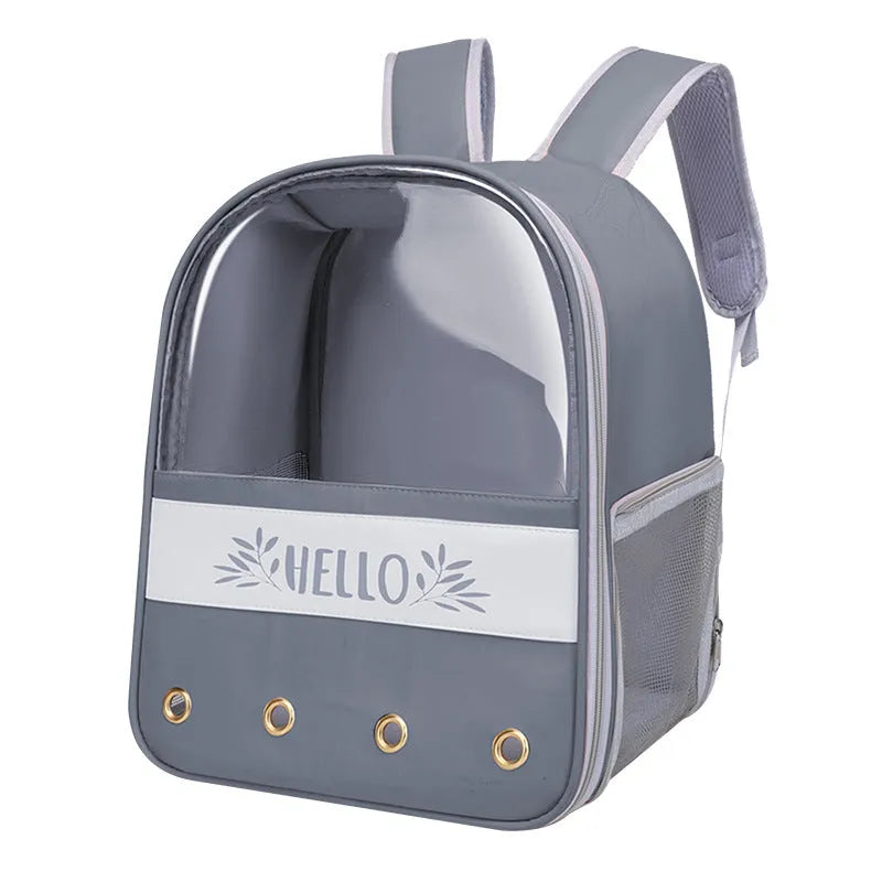 Colorblock English Macaron pet backpack in khaki with Oxford cloth construction and shoulder straps