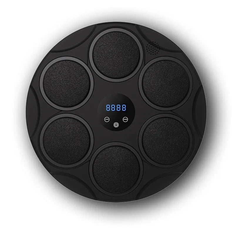 Black Bluetooth boxing target with coloured LED lights and wall mount