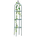 Dark green wrought iron plant climbing stand with lattice design measuring 188cm tall