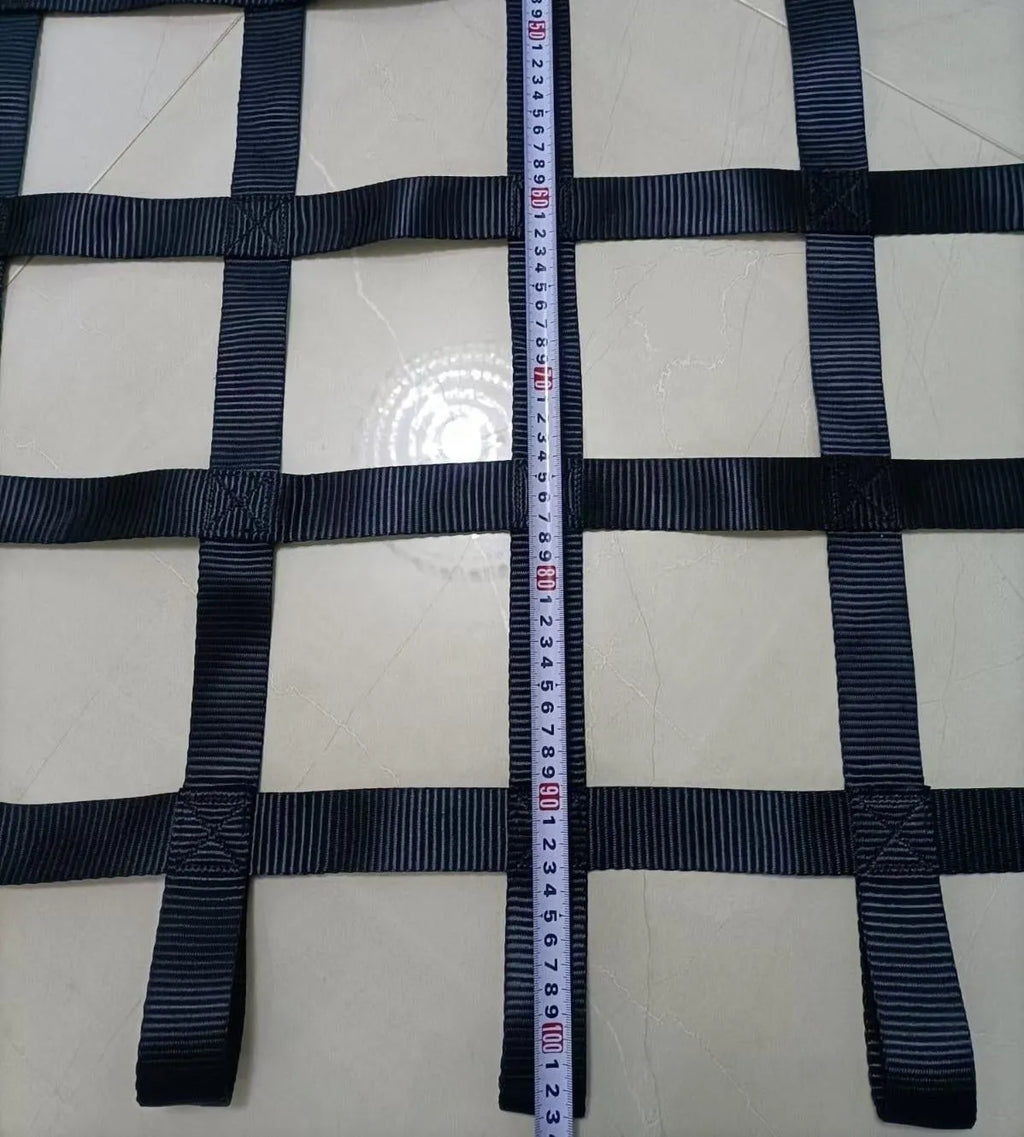 Black high density polyester children's rock climbing net with 1.5 inch ribbon webbing and 5x5 inch mesh